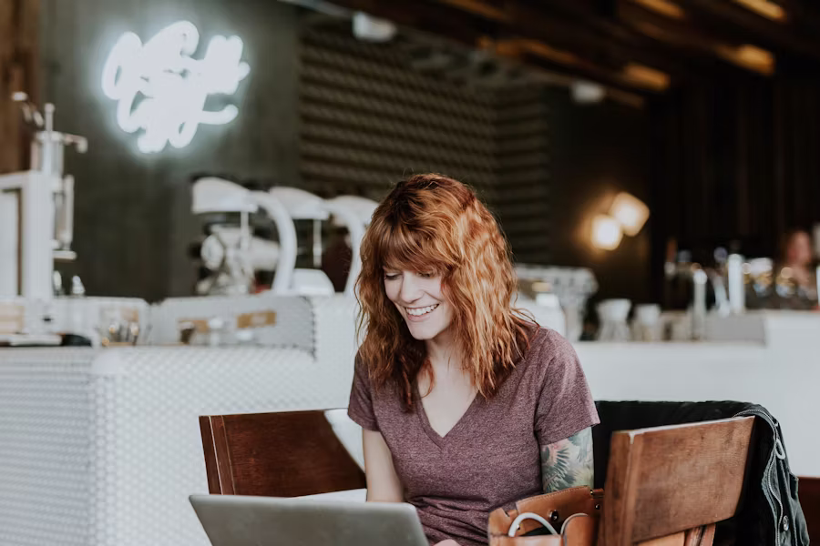 A woman focused and calm at work